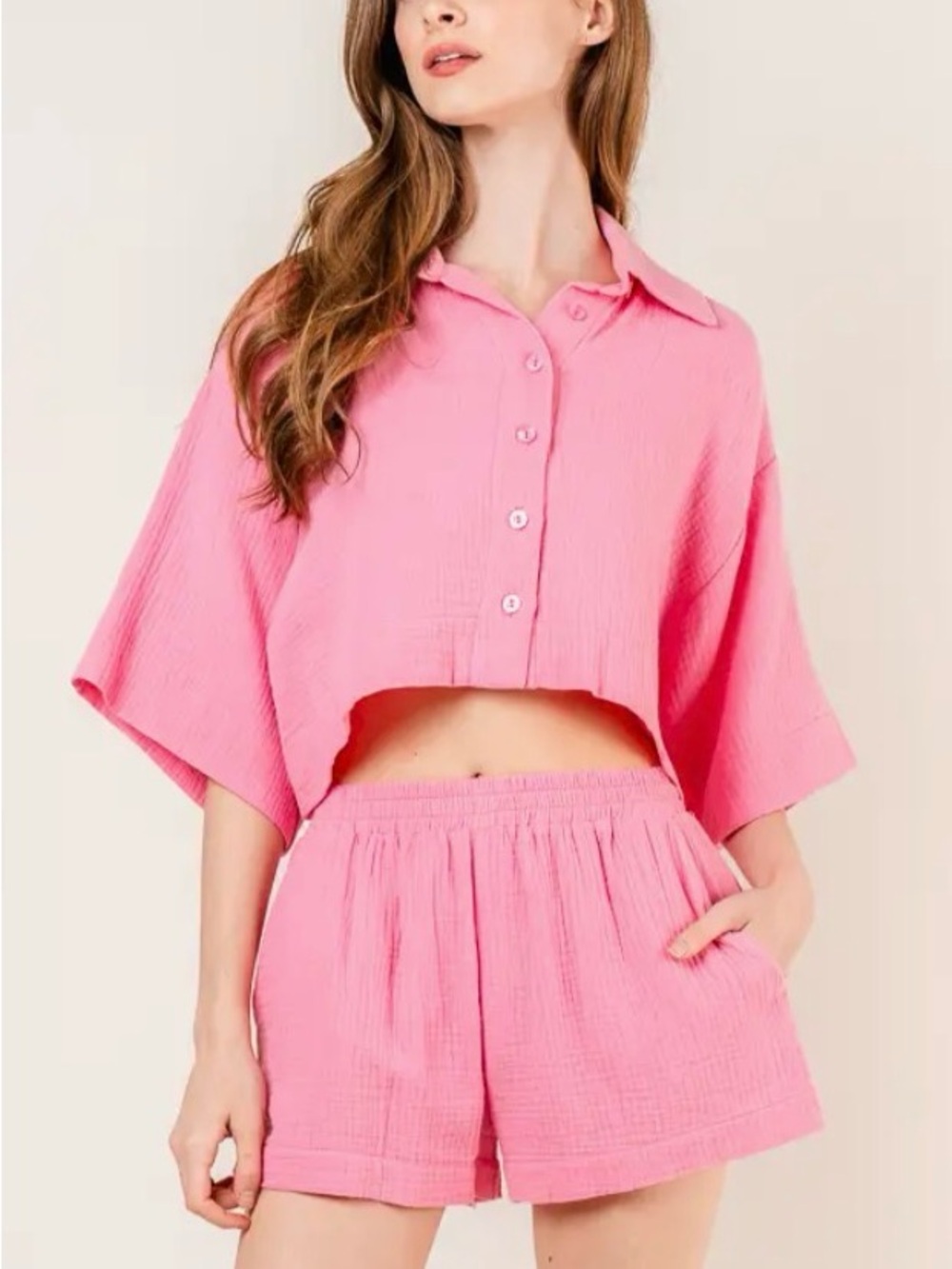 Two piece pink gauze set